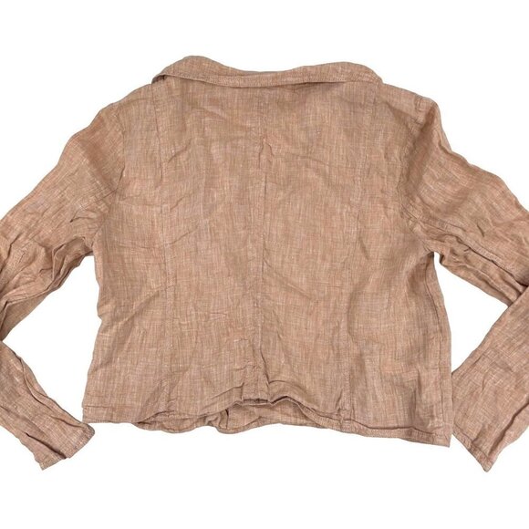 Lou & Grey LARGE Apricot Linen Lightweight Asymmetrical Zip Motorcycle Jacket - Picture 4 of 6
